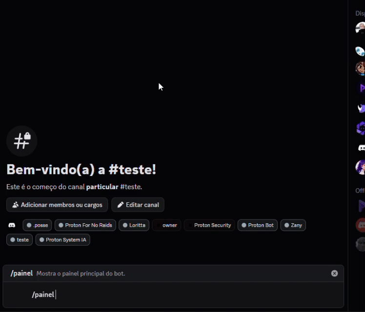Exemplo em GIF do Proton for Sellers no computador dentro do Discord